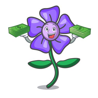 Para çantası salyangozu çiçek maskot karikatür ile