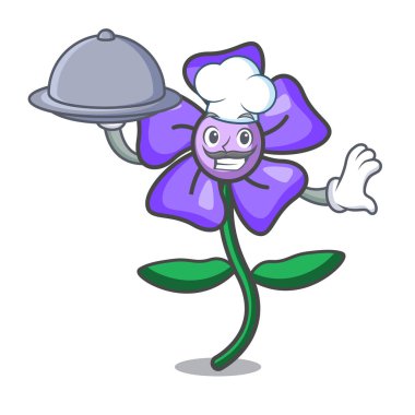 Şef gıda salyangozu çiçek maskot karikatür ile