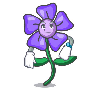 Deniz salyangozu çiçek maskot karikatür bekliyor