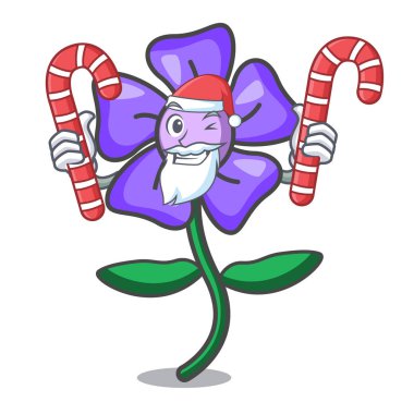 Santa şeker salyangozu çiçek maskot karikatür ile