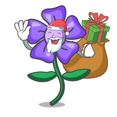 Noel Baba hediye salyangozu çiçek maskot karikatür ile