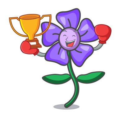 Boks şampiyonu deniz salyangozu çiçek maskot çizgi film