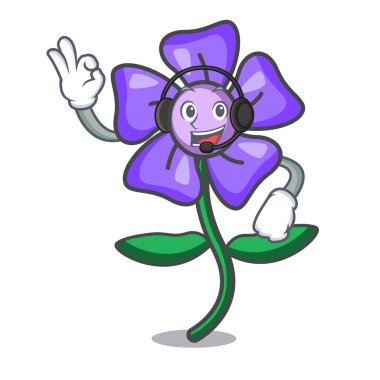 Kulaklık salyangozu çiçek maskot karikatür vektör çizim ile