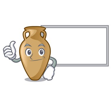 Başparmak yukarıya kurulu Amfora karakter karikatür tarzı ile