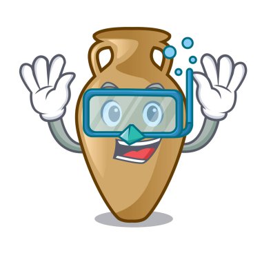 Dalış Amfora karakter karikatür tarzı vektör çizim