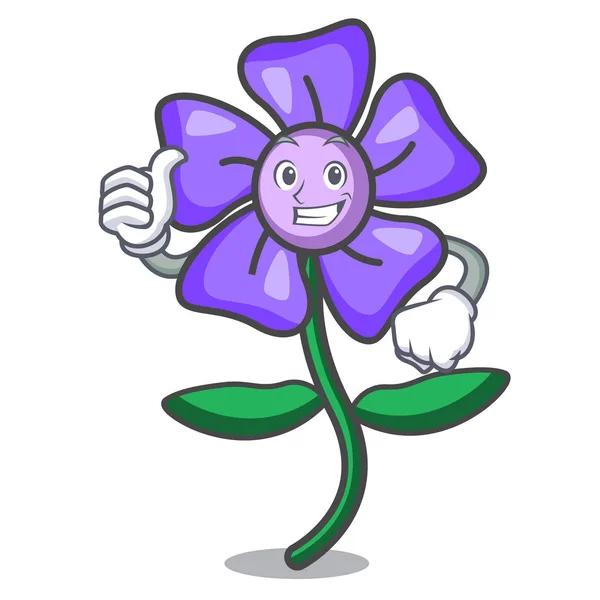 Великі пальці вгору пурпуровий квітковий персонаж мультфільм — стоковий вектор