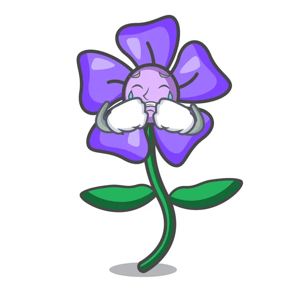 Chorando periwinkle flor mascote desenhos animados — Vetor de Stock