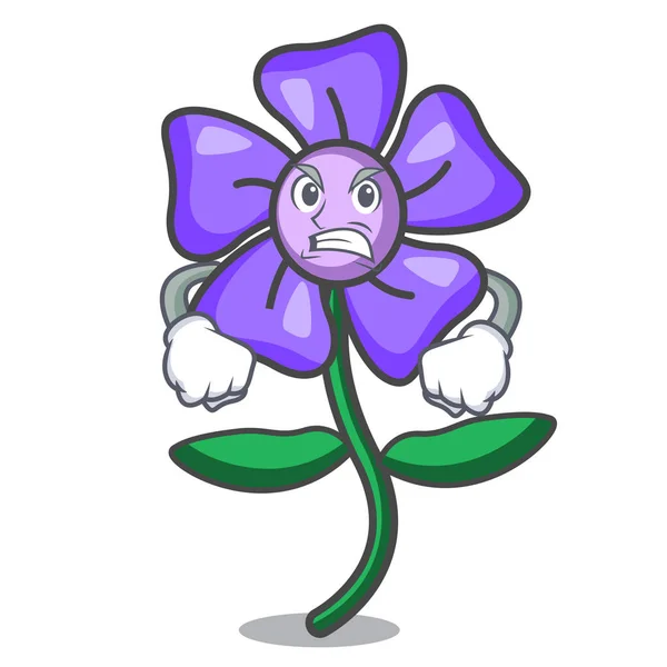 Raiva periwinkle flor mascote desenhos animados — Vetor de Stock