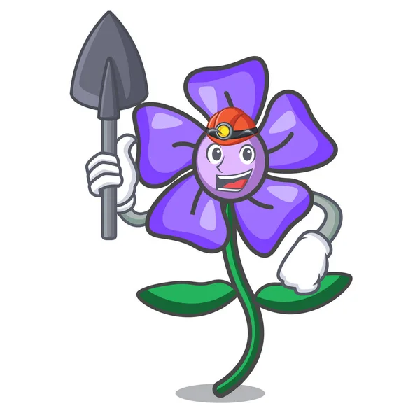 Mascotte de Miner perwinkle fleur dessin animé — Image vectorielle