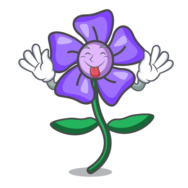 Mascotte de langue pervenche fleur dessin animé — Image vectorielle