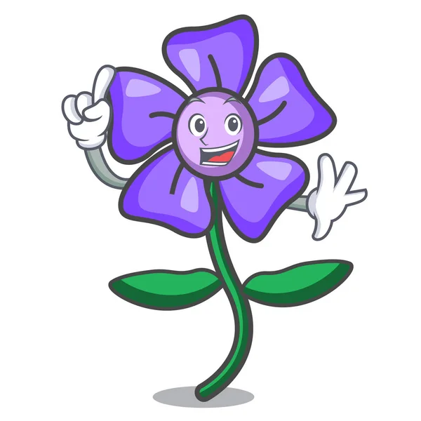 Finger periwinkle flor mascote desenhos animados — Vetor de Stock