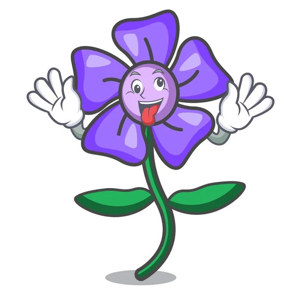 Louco periwinkle flor mascote cartoon — Vetor de Stock