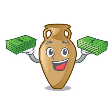 Para çantası Amfora maskot karikatür tarzı ile