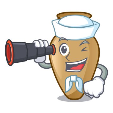 Denizci dürbün Amfora maskot karikatür tarzı ile