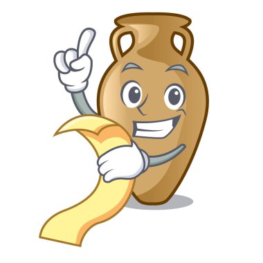 Menü Amfora maskot karikatür tarzı ile