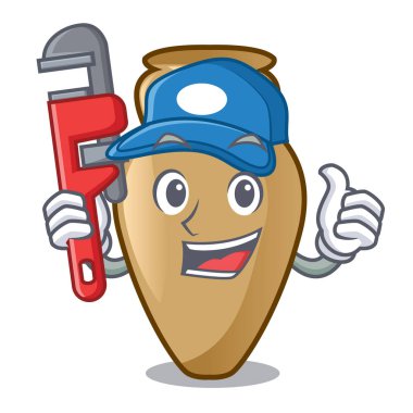 Tesisatçı Amfora maskot karikatür tarzı