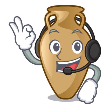 Kulaklık Amfora maskot karikatür tarzı ile