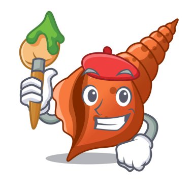 Sanatçı uzun kabuk karakter karikatür vektör çizim