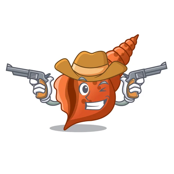 Cowboy Long Shell Character Cartoon Vector Illustration — Stock Vector