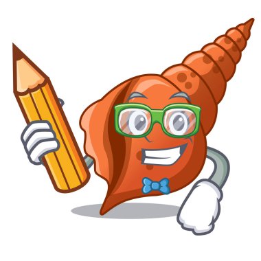 Öğrenci uzun kabuk karakter karikatür vektör çizim