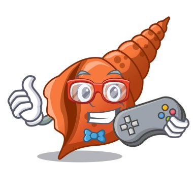 Oyun uzun kabuk maskot karikatür vektör çizim