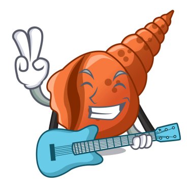 Gitar uzun kabuk maskot karikatür vektör çizim ile