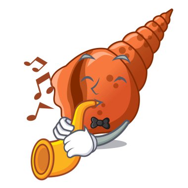 İle uzun kabuk maskot karikatür vektör çizim trompet