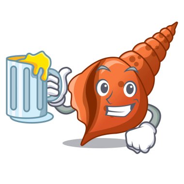 Suyu ile suyu uzun kabuk maskot karikatür vektör çizim ile