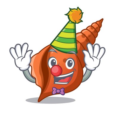 Palyaço uzun kabuk maskot karikatür vektör çizim