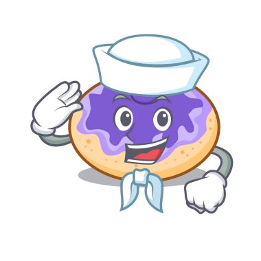 Denizci çörek yabanmersinli karakter karikatür vektör çizim