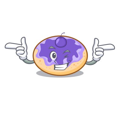 Wink çörek yabanmersinli karakter karikatür vektör çizim