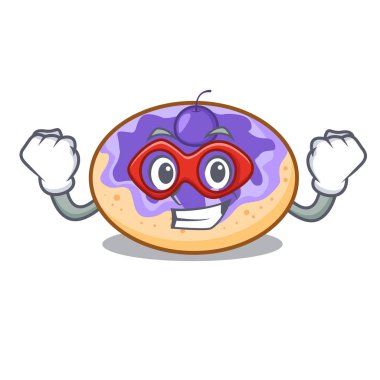 Süper kahraman çörek yabanmersinli karakter karikatür vektör çizim