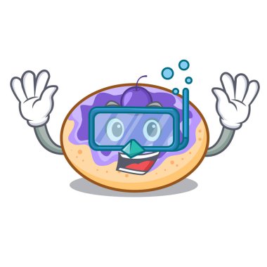 Dalış çörek yabanmersinli karakter karikatür vektör çizim