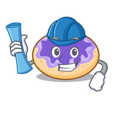 Mimar çörek yabanmersinli karakter karikatür vektör çizim