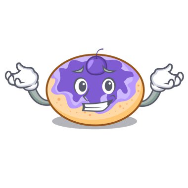 Sırıtan çörek yabanmersinli karakter karikatür vektör çizim