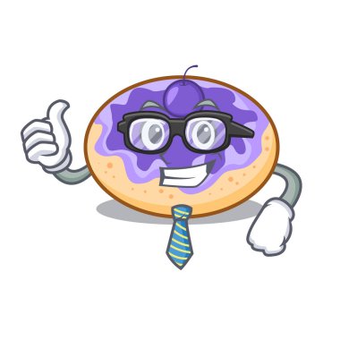 İşadamı çörek yabanmersinli karakter karikatür vektör çizim