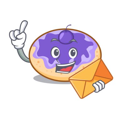 Zarf çörek yabanmersinli karakter karikatür vektör çizim ile