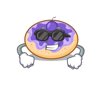 Süper cool çörek yabanmersinli karakter karikatür vektör çizim