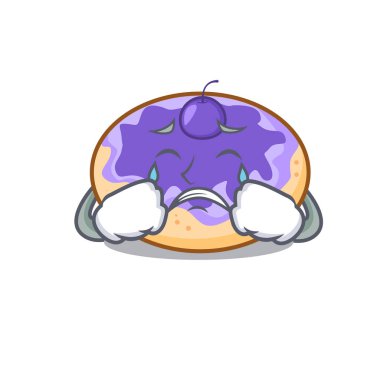 Çörek yabanmersinli maskot karikatür vektör çizim ağlıyor