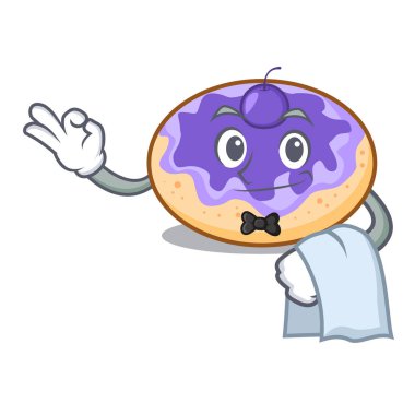 Garson çörek yabanmersinli maskot karikatür vektör çizim