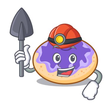 Madenci çörek yabanmersinli maskot karikatür vektör çizim