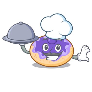 Şef gıda çörek yabanmersinli maskot karikatür vektör çizim ile