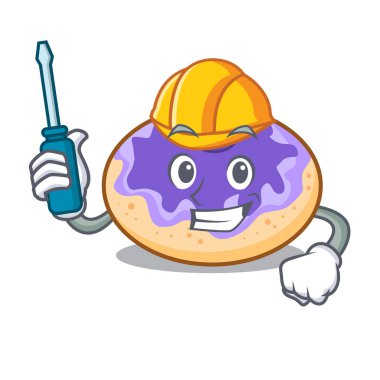 Otomotiv çörek yabanmersinli maskot karikatür vektör çizim