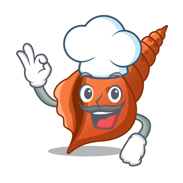 Chef Longa Shell Personagem Cartoon Vetor Ilustração —  Vetores de Stock