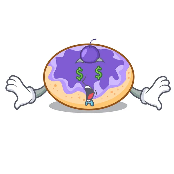 Money Eye Donut Blueberry Mascot Cartoon Vector Illustration — Stock Vector