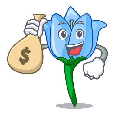 Para çantası çan çiçeği karakter karikatür vektör çizim ile