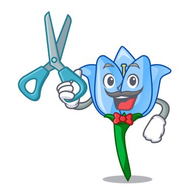 Çan çiçeği karakter karikatür vektör çizim berber