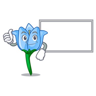 Başparmak yukarıya kurulu çan çiçeği karakter karikatür vektör çizim ile