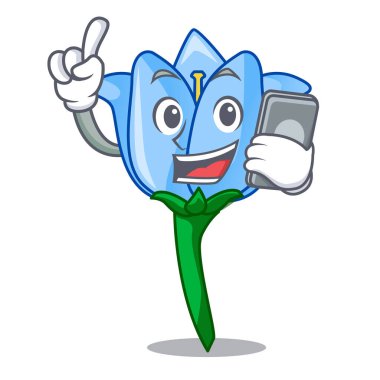 Telefon zili çiçek karakter karikatür vektör çizim ile