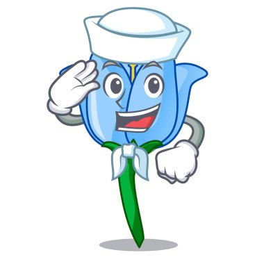 Denizci çan çiçeği karakter karikatür vektör çizim